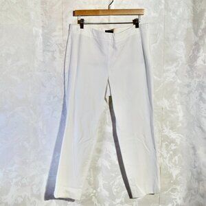 Talbots White Chatham Ankle Pants Slim Leg Stretch Side Zip Size 14